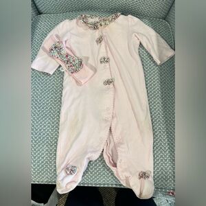 Little Me Pink Floral Footie with Headband